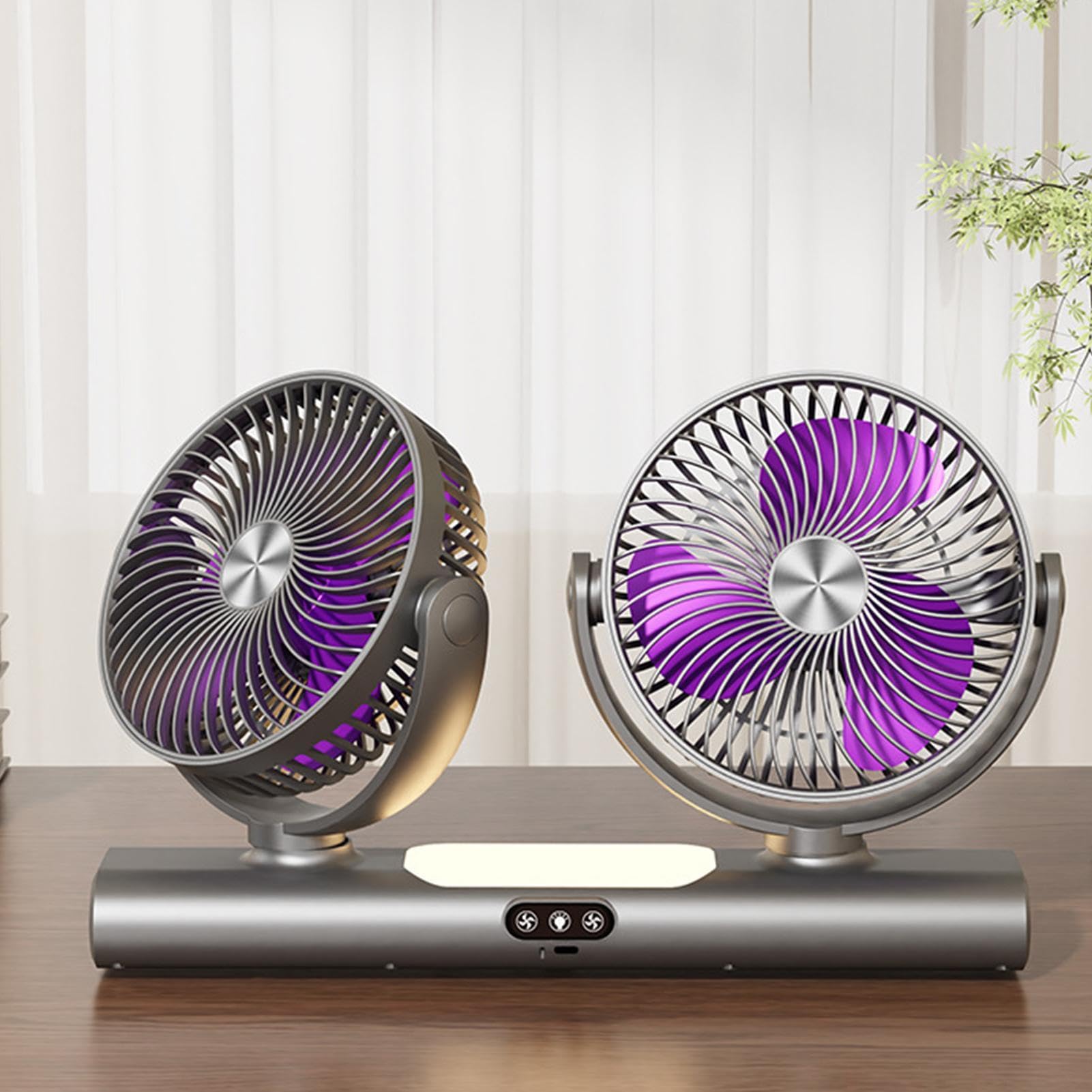 Ventilatore Da Scrivania Dispositivo Ricaricabile A Doppia Testa Con | Ventilatore Da Scrivania A Doppia Testa per camera da casa campeggio tenda soffitto studio esterno let