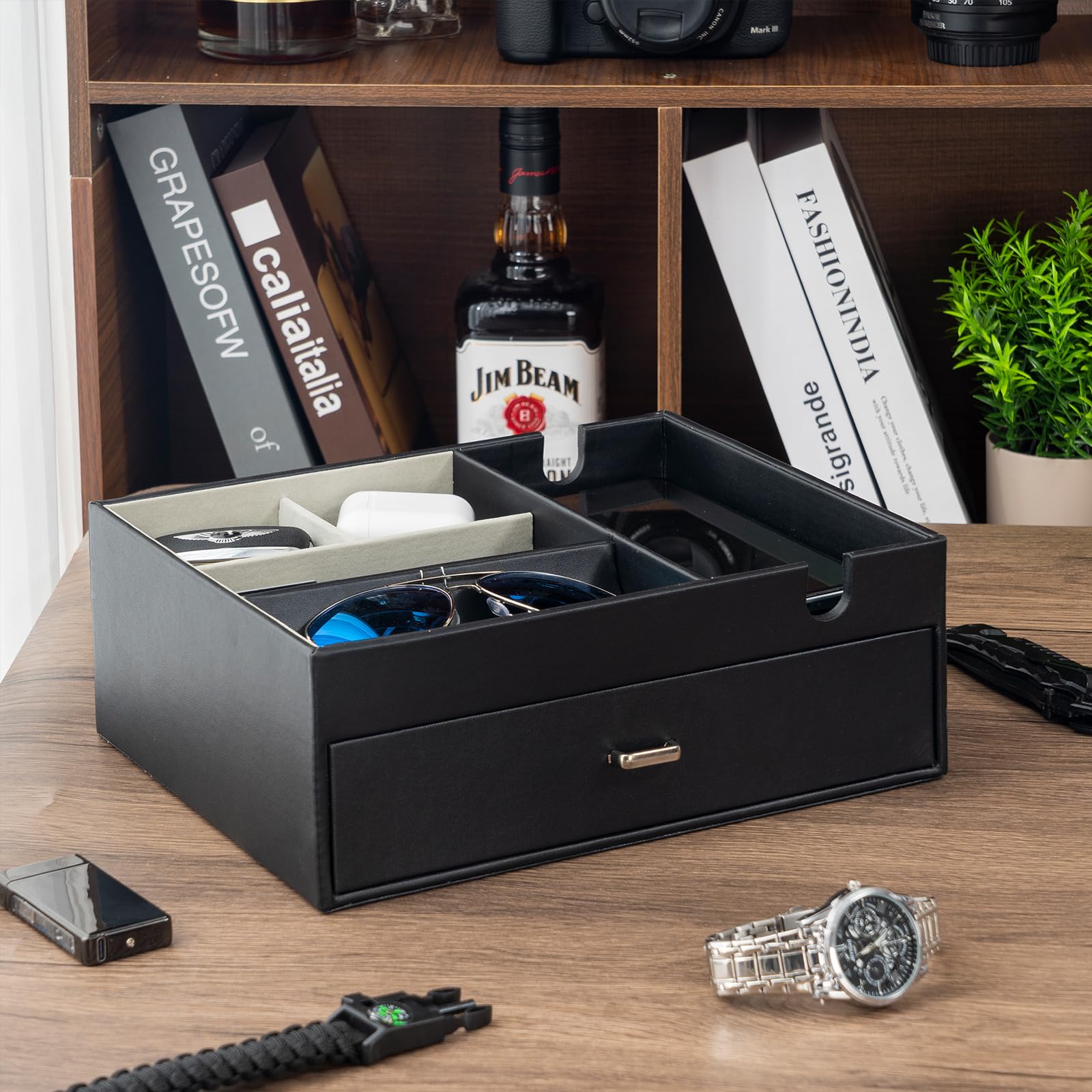 LEKEFETO Vassoio In Pelle, Organizer Da Scrivania Con 4 - Foto 11