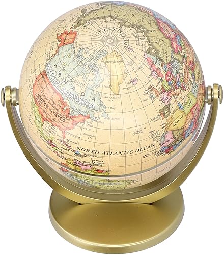 Miniatura 7 de Mini globo antiguo mini mapa del mundo globo edición en inglés escritorio giratorio tierra geografía globo herramienta de enseñanza