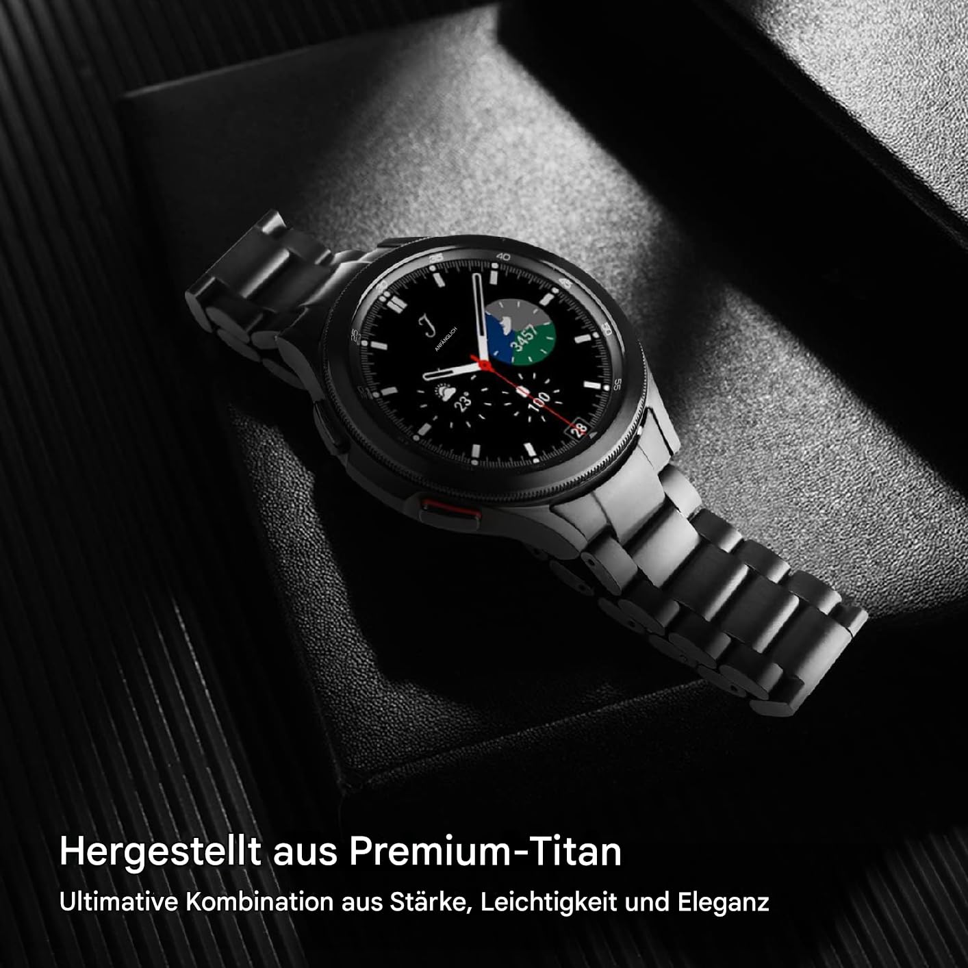 Bracelet en métal en titane de 26 mm pour Galaxy Watch 6 Classic 47 mm 43 mm / Watch 5 Pro 45 mm / Watch 4 Classic 20 mm No Gap Titan Compatible avec Samsung Galaxy Watch 7/6/5/4/FE 44 mm 40