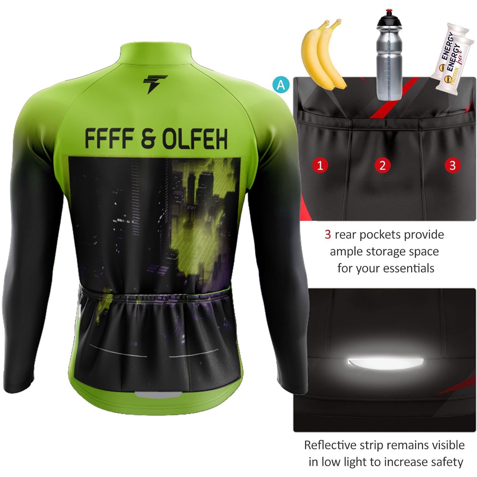 Maillot Ciclismo Hombre Manga Larga Ropa de MTB Bicicleta Camisa,Maillot de Ciclismo de Manga Larga para Hombre, con Bolsillos Custom Conjunto Ciclista Pro Team