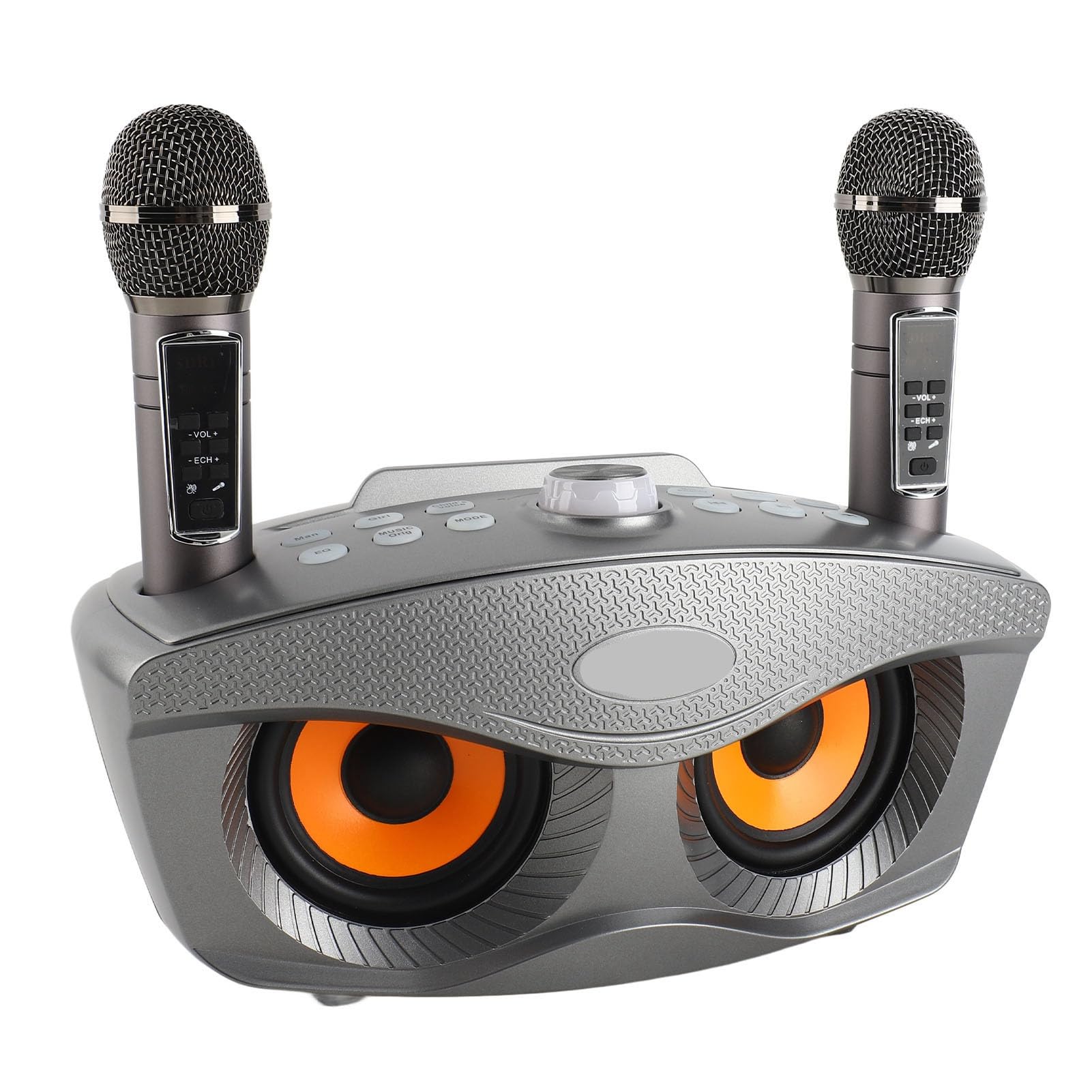 Semme Altoparlante per Karaoke Familiare con Doppio Microfono Portatile, Stereo Portatile da Esterno con Funzione di Annullamento Vocale (GRAY)