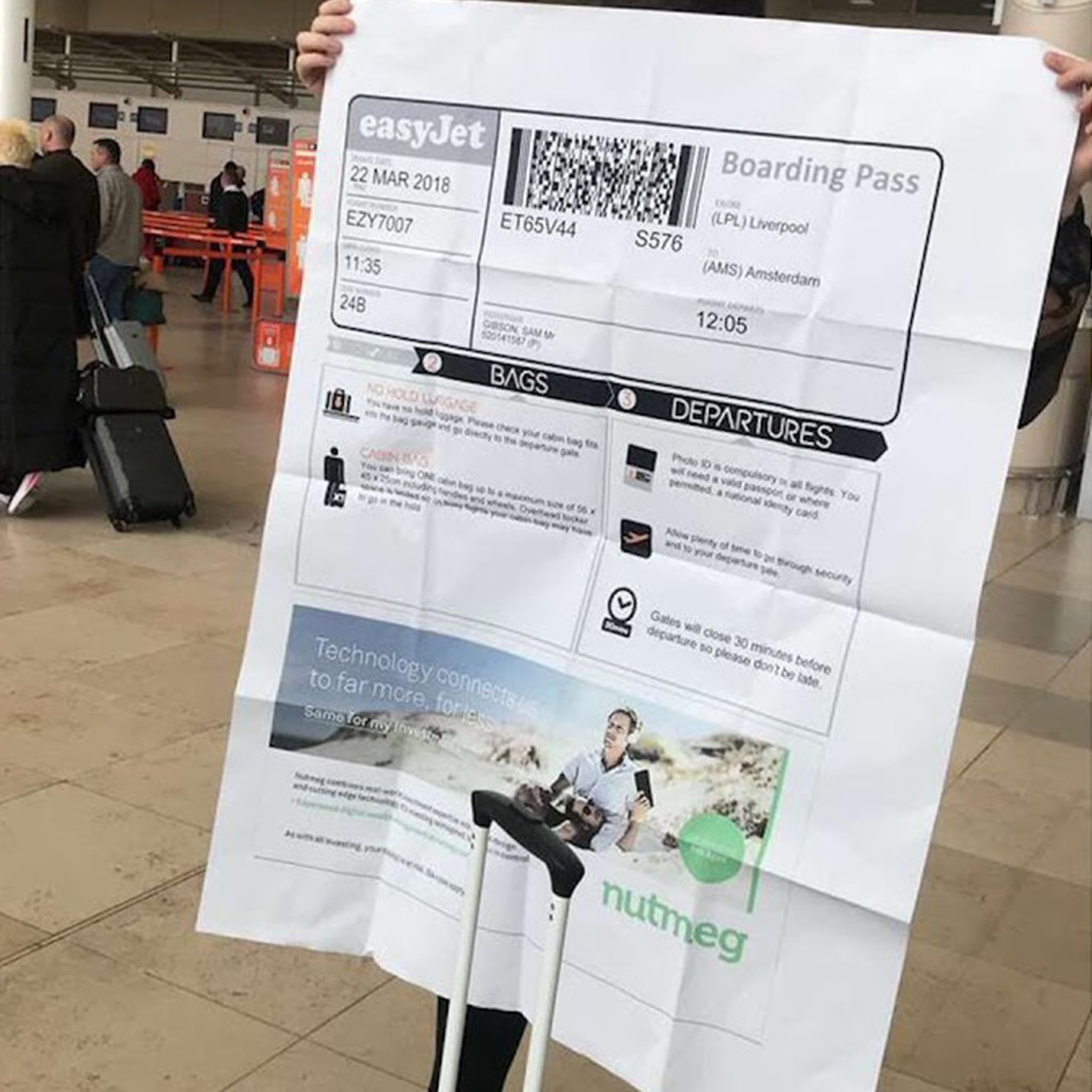 DFUNKY Creations Giant Boarding Pass Ticket | Funny Travel Prank Gift | Oversized Airline Ticket Prop | Surprise Holiday Reveal | Custom Gift