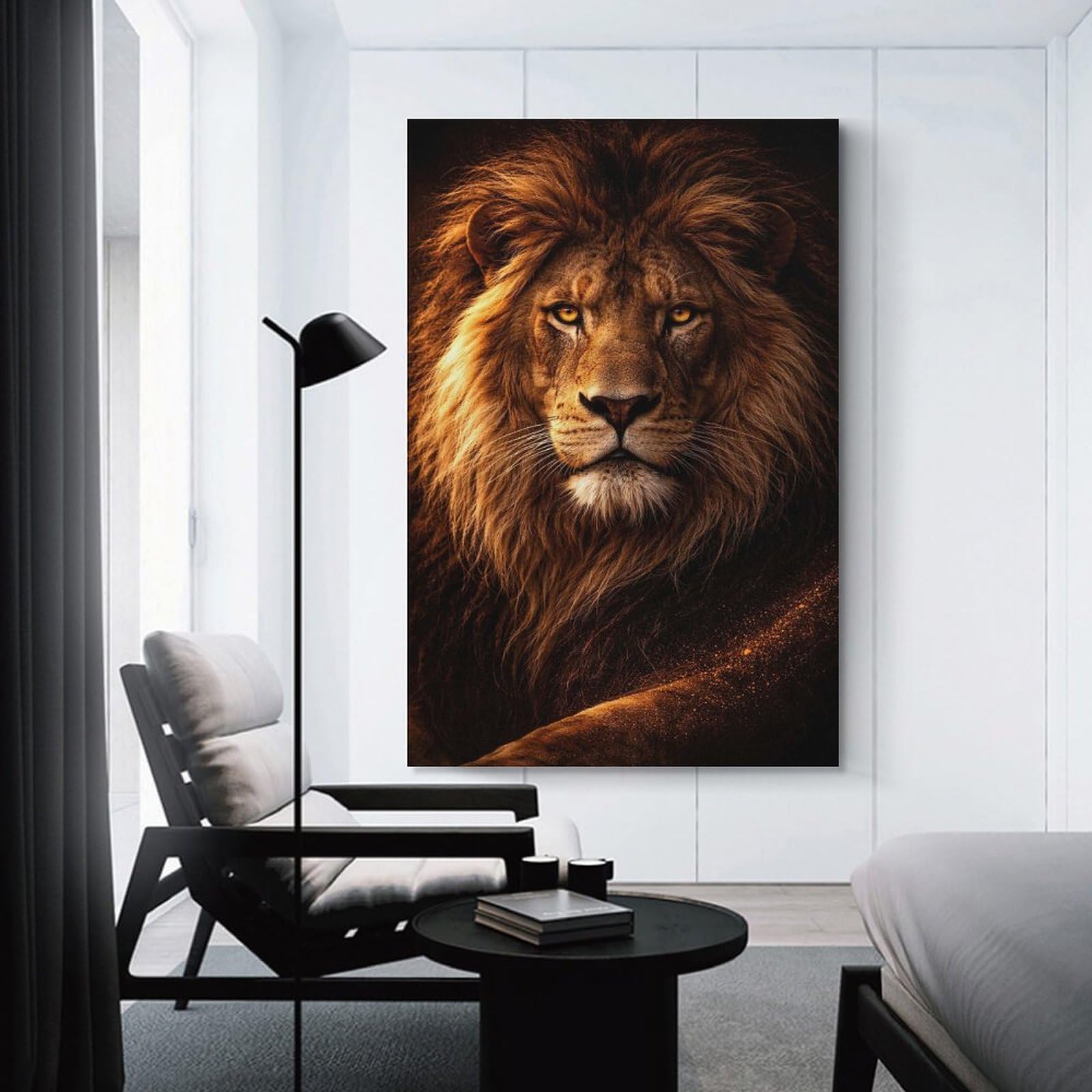 Junmoney Wall Art Print Majestic Lion Portrait, 24x36inch(60x90cm), for Living Room, Lounge Or Sitting Room, Eye Catching Artwork for Blank Walls