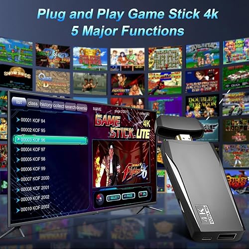 Miniatura 3 de Consola de juegos retro inalámbrica, consola de juegos portátil Nostalgia Stick con más de 20000 juegos, 9 emuladores, salida HDMI 4K, controlador