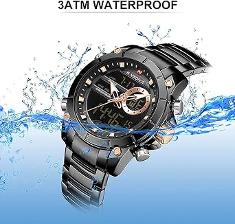 NAVIFORCE Watch for Men Dual Display Digital Quartz Watches Multifunctional Business Stainless Steel Wristwatch