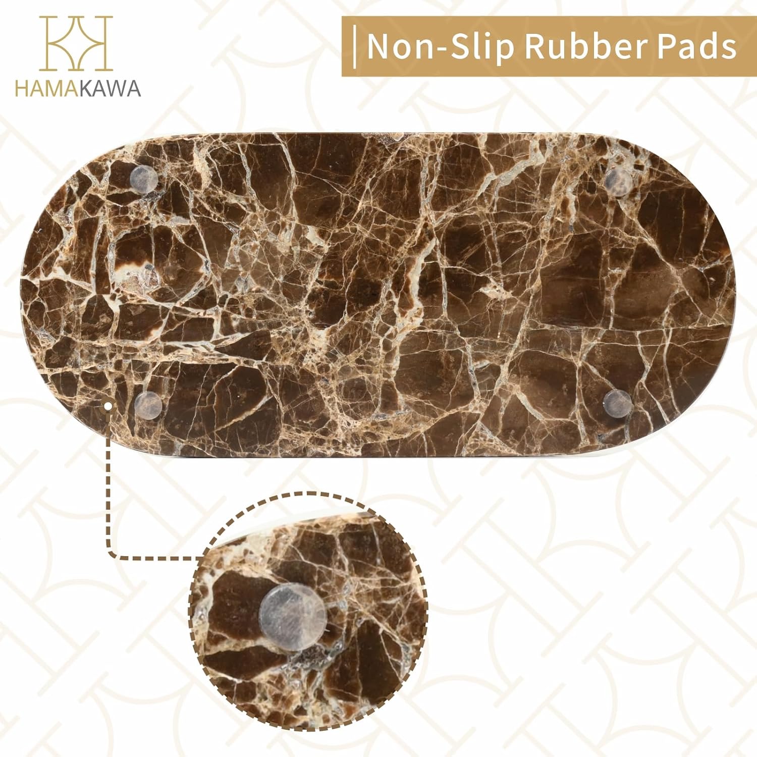 Bathroom Vanity Tray, Natural Marble Oval Tray 10 inch, Emperador Dark Marble Vanity Tray for Soap Dispenser Modern Countertop Organizer for Kitchen Countertops, Home Decor