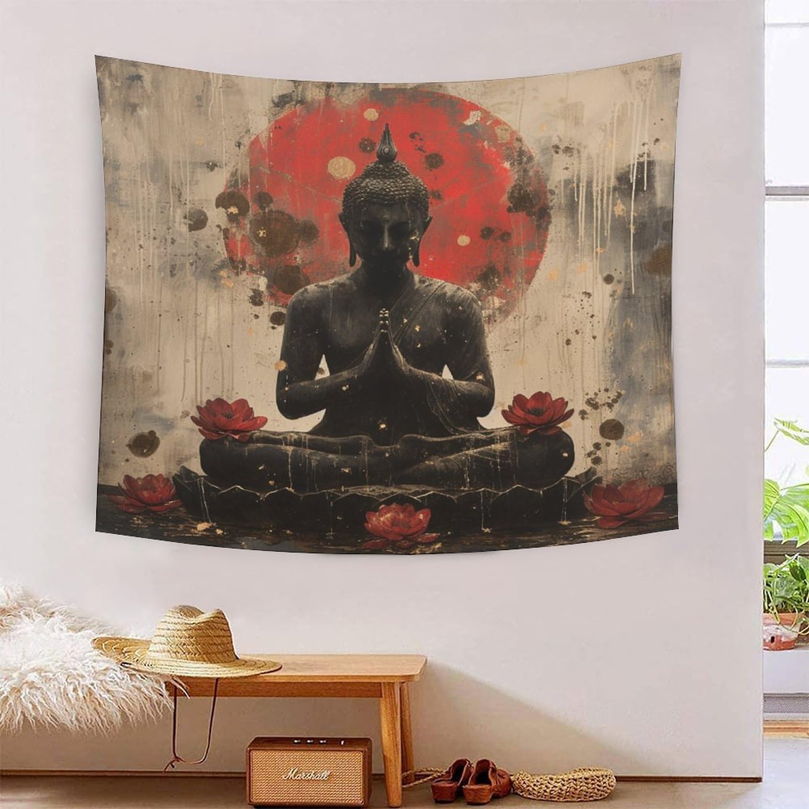 HLXZMCVBT 3D Buddha Statue Print Wall Blanket Home Decoration Bedding Poster Wall Art Tapestry Wall Hanging Tapestry Soft Polyester for Living Room Bedroom Dorm Deco 70cmx100cm