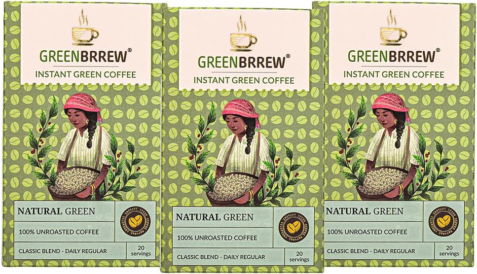 Natural Green | 100% Unroasted Coffee | Classic Blend | Daily Regular | 20 Servings | 60g (Pack Of 3)