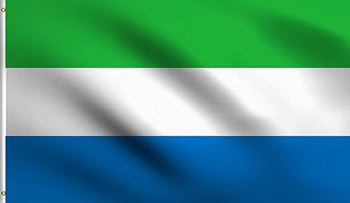 DMSE - Bandera de Sierra Leona de 2 x 3 pies, 100% poliéster, 100 % poliéster