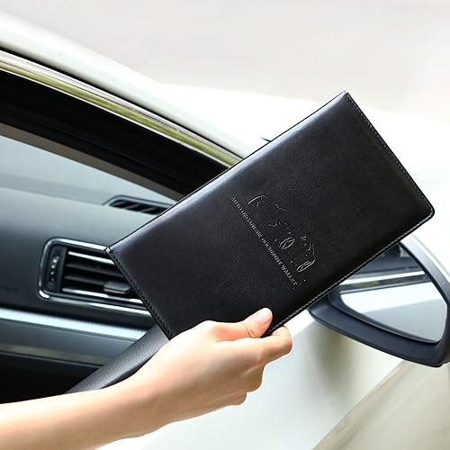 Miniatura 7 de Frienda 2 soportes para tarjetas de registro y seguro de automóvil, de piel sintética, organizador de documentos de licencia de vehículo para