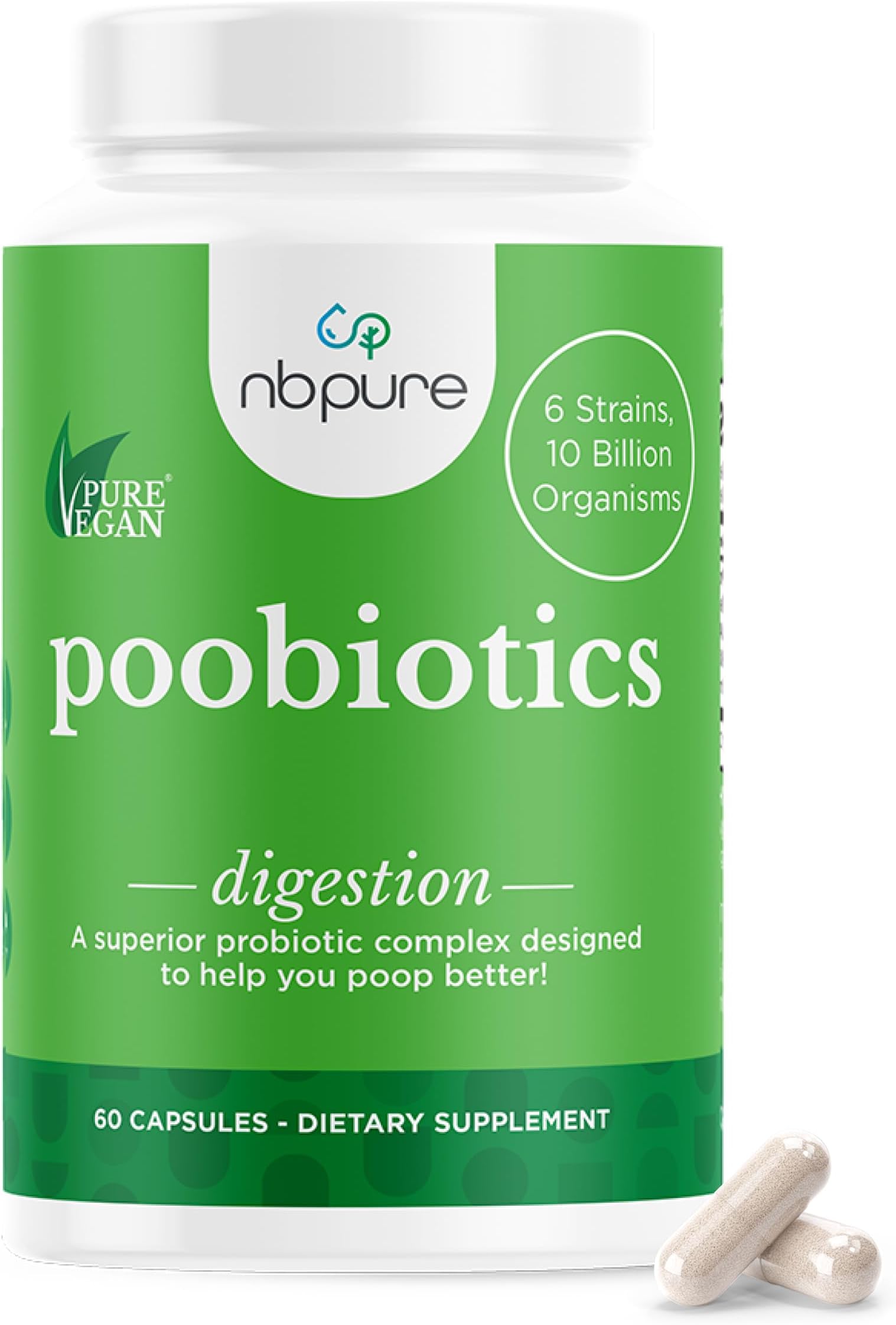 nbpure Poobiotics Vegan Pre & Probiotics (60 Capsules)