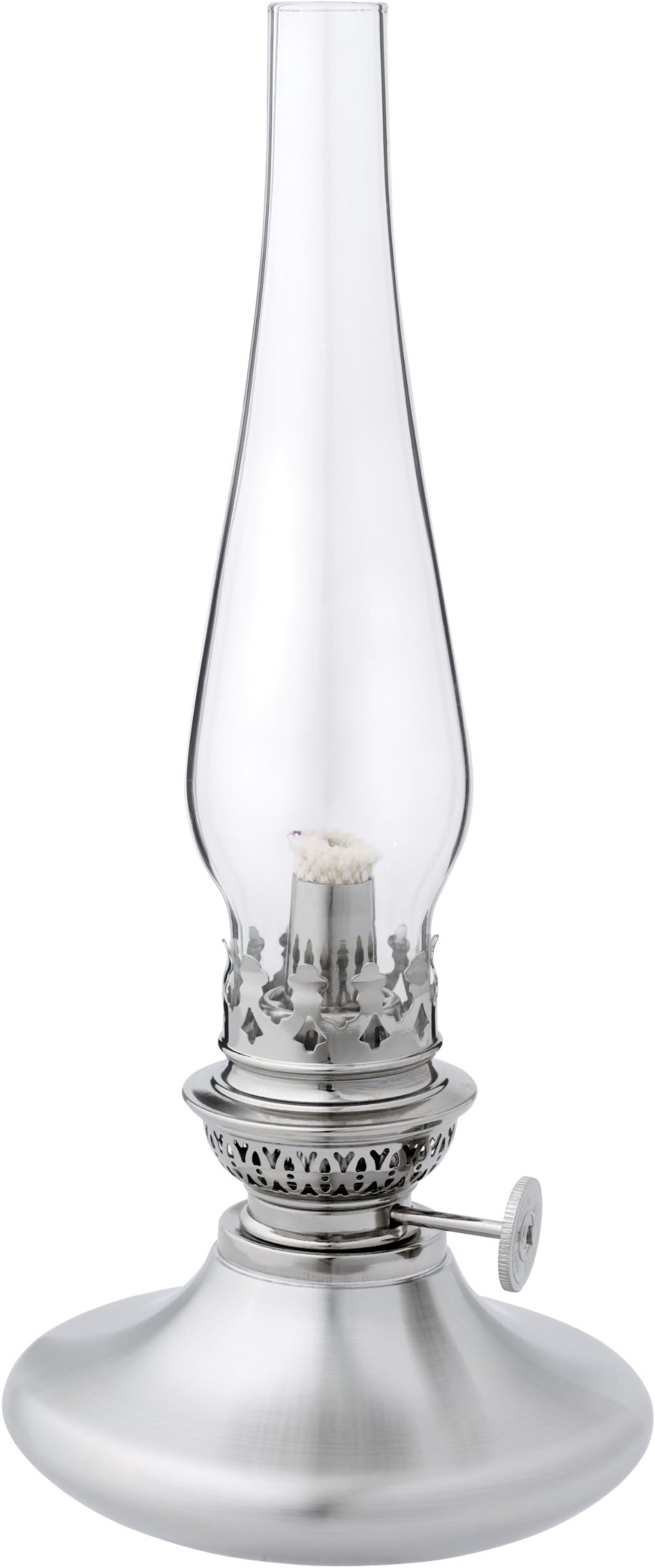 Danforth Pewter Captain Oil Lamp – Traditional and Vintage Style Oil Lamps for Indoor Use – 9” High with Glass Chimney, Made in USA