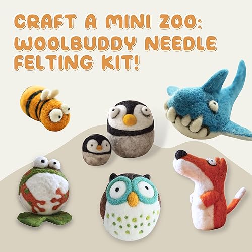 Miniatura 2 de Woolbuddy Kit de fieltro de aguja, iniciador, kit de fieltro para principiantes adultos, niños, 6 lindos animales de fieltro, suministros de fieltro