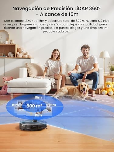 Lefant M2 Plus Robot Vacuum Cleaner 6000Pa with Automatic Dust-Draining Station, Laser Navigation with Mapping, Obstacle Avoidance PSD, 140 Mins, Ideal for Pet Hair - 4