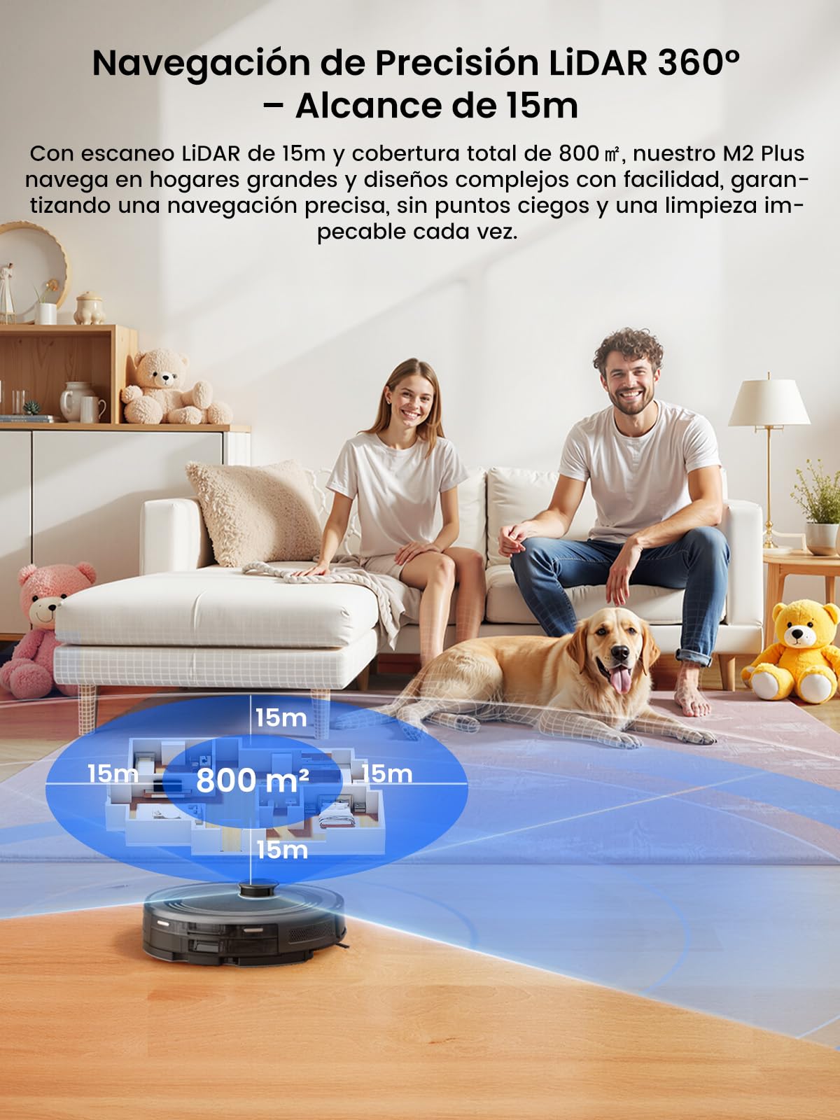 Lefant M2 Plus Robot Aspirador y Fregasuelos con Vaciado Automático Polvo | 6000Pa, 140min Autonomía, Navegación Láser dToF, Mapeo del Hogar, Limpieza Personalizada, WiFi 2,4G/5G/Alexa/App/iWatch