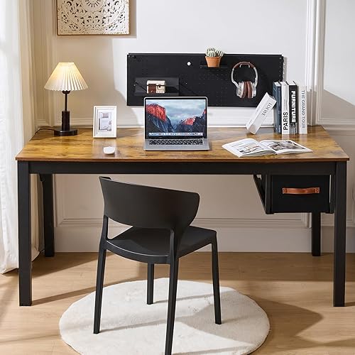 Miniatura 2 de Escritorio para computadora con cajón, escritorio grande de trabajo para oficina en casa de 63 pulgadas, escritorio moderno para computadora de