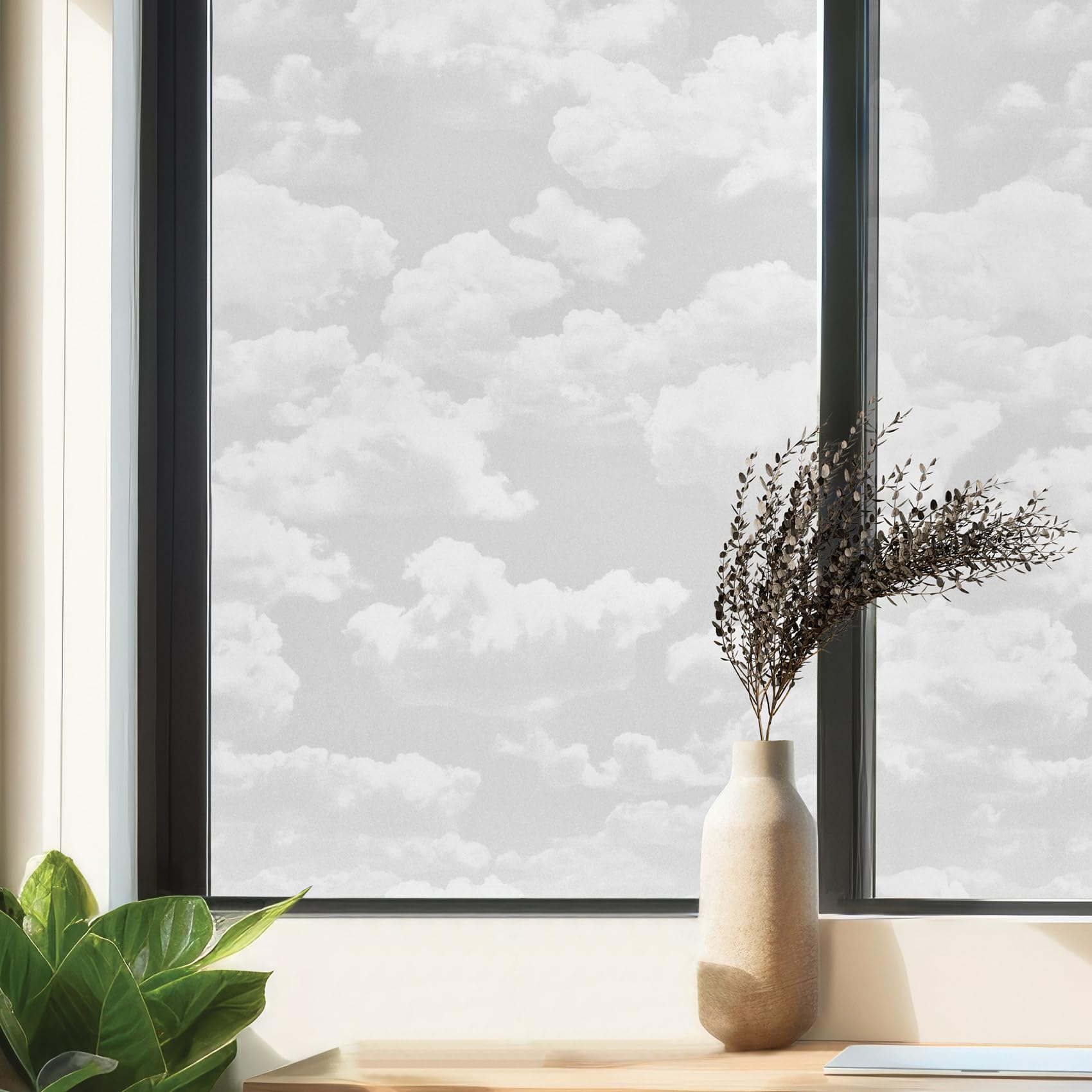 Artscape Clouds 61 x 91 cm Window Film – Provides Decorative Privacy, Non-Adhesive, Etched Frosted Glass Pattern, UV Protection, Easy to Apply and Removable