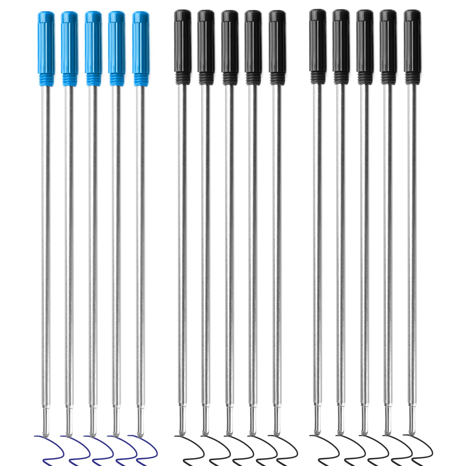 Recambios de tinta giratoria de 0.7 mm, 15 piezas de repuesto de tinta reemplazable de escritura suave de metal de punta media, papelería compatible con reemplazo de bolígrafo Cross (4.6 pulgadas M