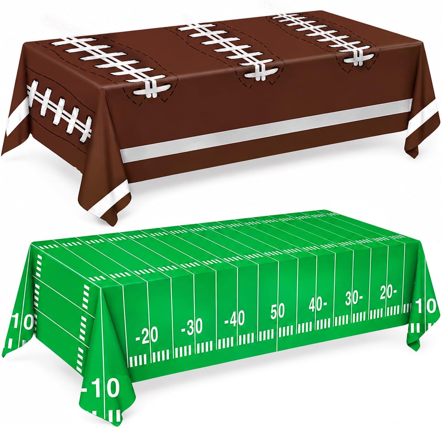 Oigco Football Party Decorations Tablecloth Disposable Plastic Touchdown Table Cover Perfect for Football Birthday Party Decorations and Gameday Tailgate Decorations 54 X 108Inch, 2 Pack