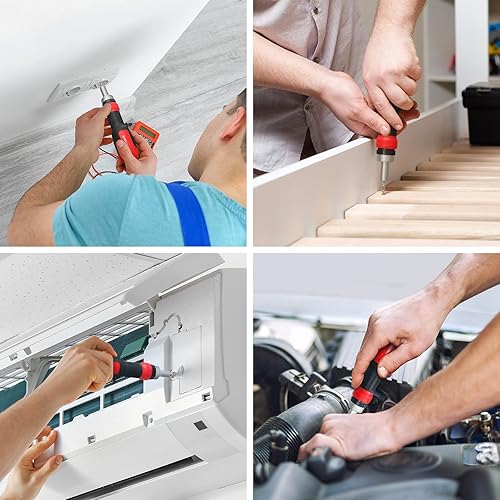 Miniatura 7 de SHARDEN Juego de destornilladores de trinquete 13 en 1, herramienta de destornillador múltiple todo en uno con seguridad Torx, cabeza plana,