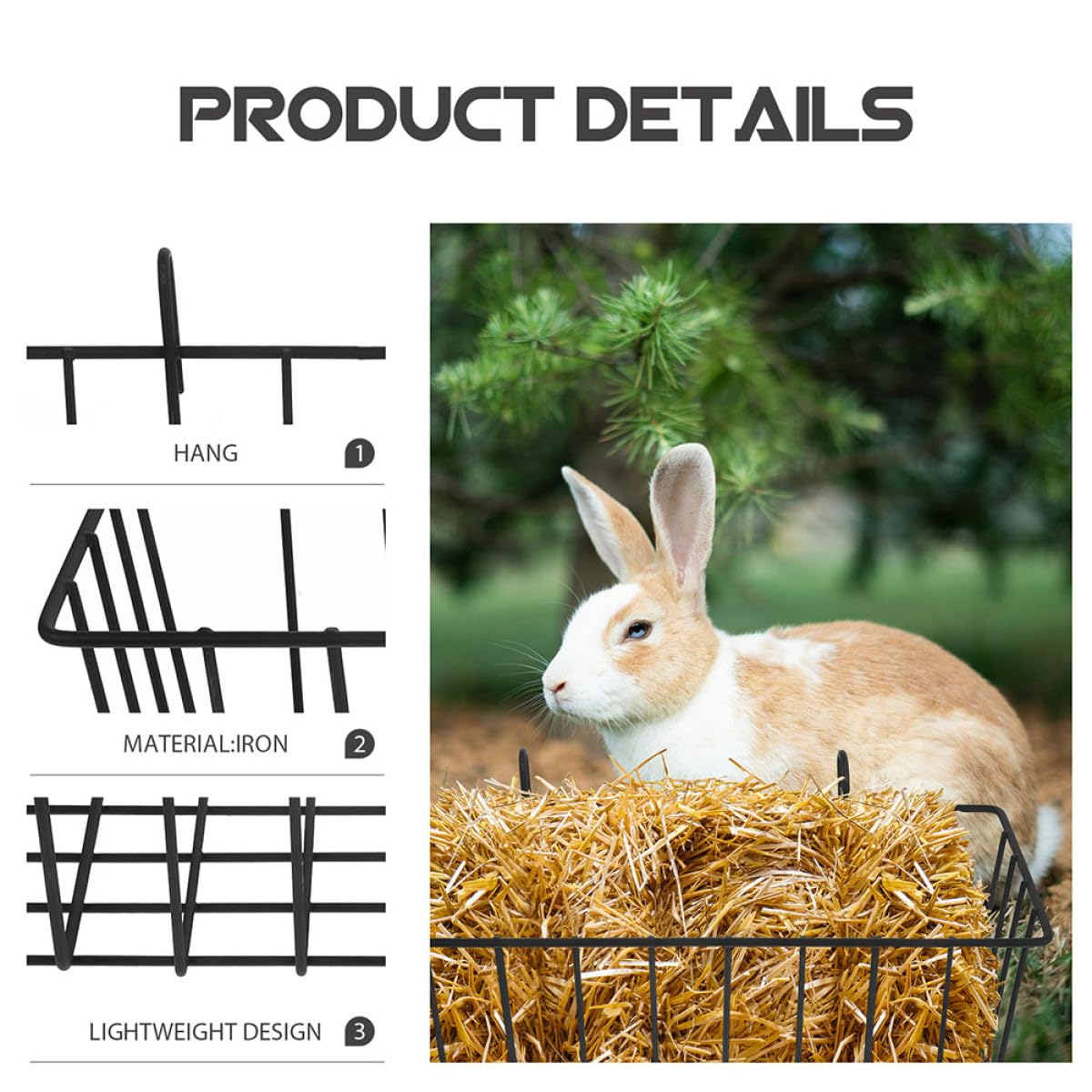 Mangeoire à Foin pour Lapin, Panier en Fer Noir, Lot de 5