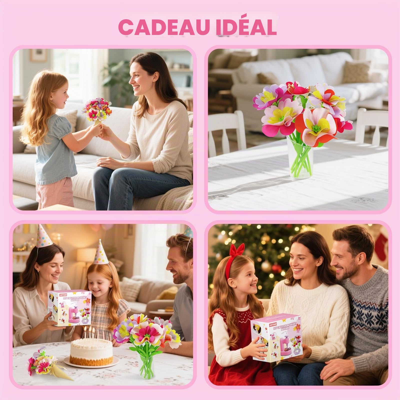 ASTGMI Kit Création Bouquet de Fleurs DIY, Cadeau Fille 3-10 Ans, Jouet Fleurs Enfant
