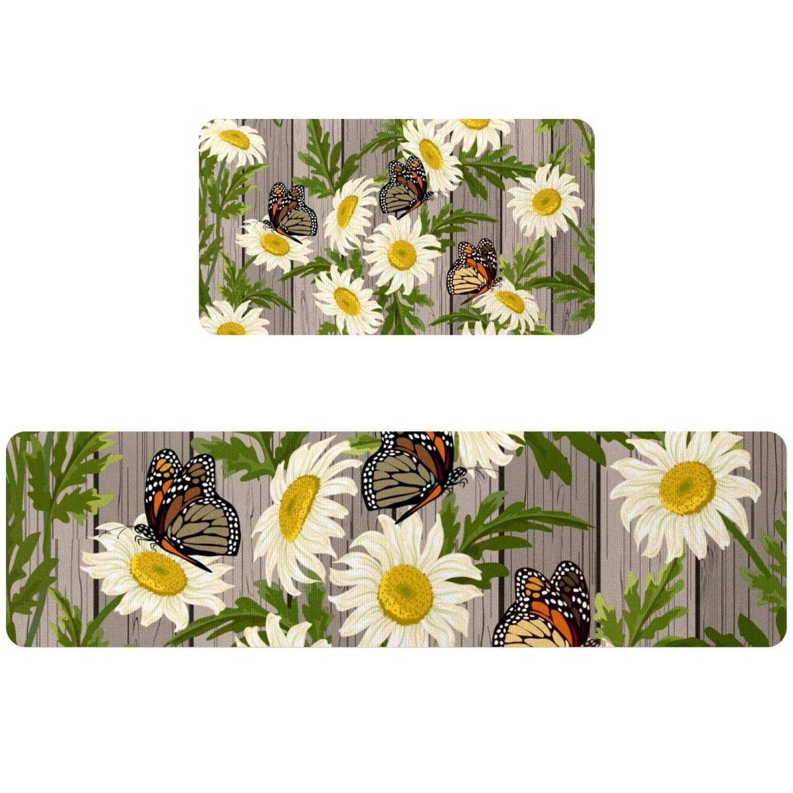 Tapete de cocina de 2 piezas estampado, alfombra antideslizante y lavable