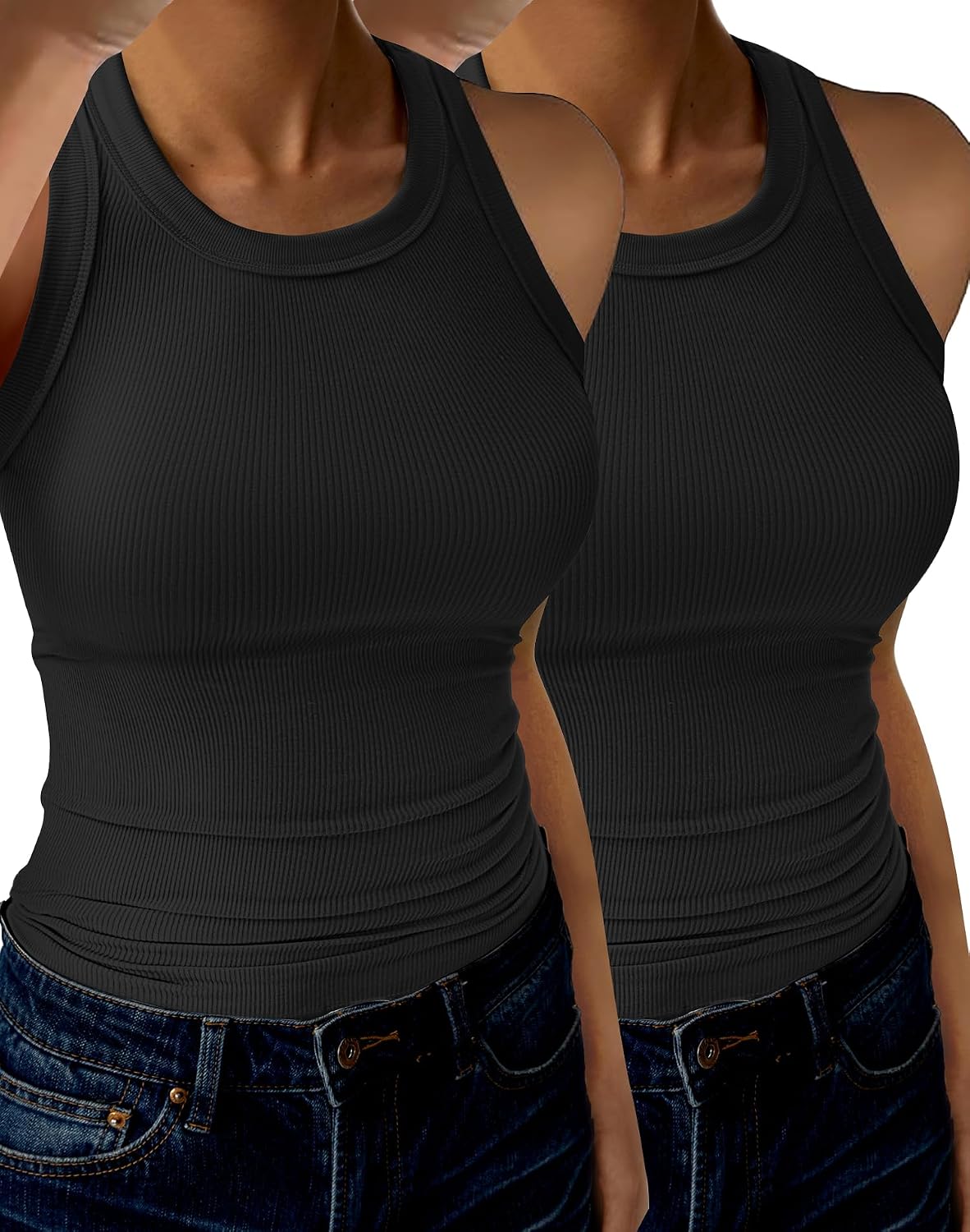 GKBK High Neck Ribbed Tank Tops, Racerback - Image 10