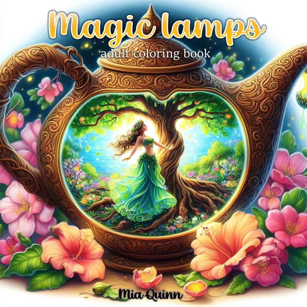 Magic Lamps: Coloring Book for Adults with 55 Fantasy Worlds inside Magic Lamps for Stress Relief and Relaxation (Magic Worlds Coloring Books)