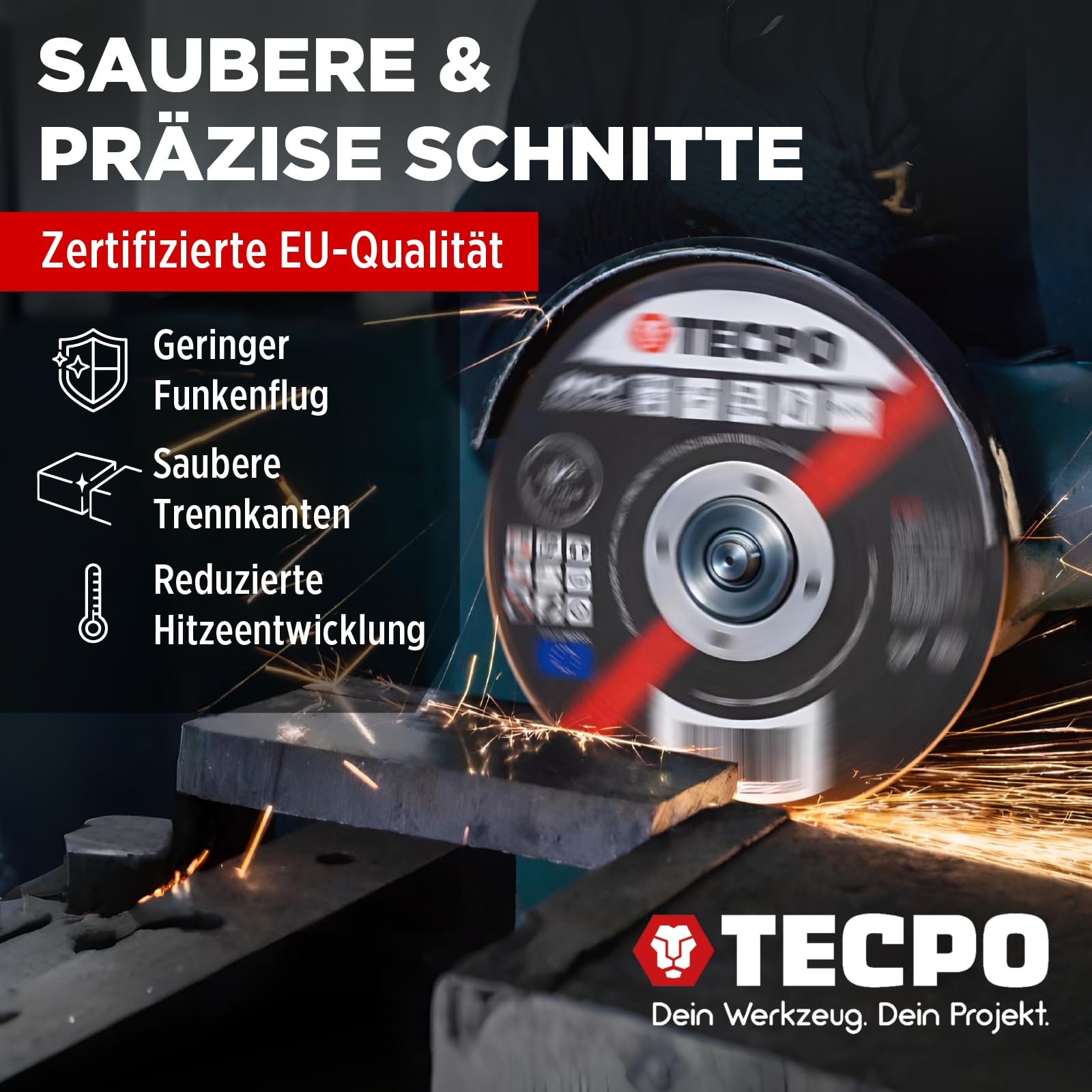 TECPO Disco da taglio Ø 125 mm smerigliatrice angolare dischi flessibili per acciaio, metallo e acciaio inossidabile (INOX) 1,0 mm 22,23 mm disco da taglio metallico dischi abrasivi accessori 125