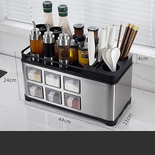 Miniatura 2 de Caja de especias multifunción, caja de almacenamiento de botellas de condimentos, estante de caja de especias, organizador de cocina con soporte