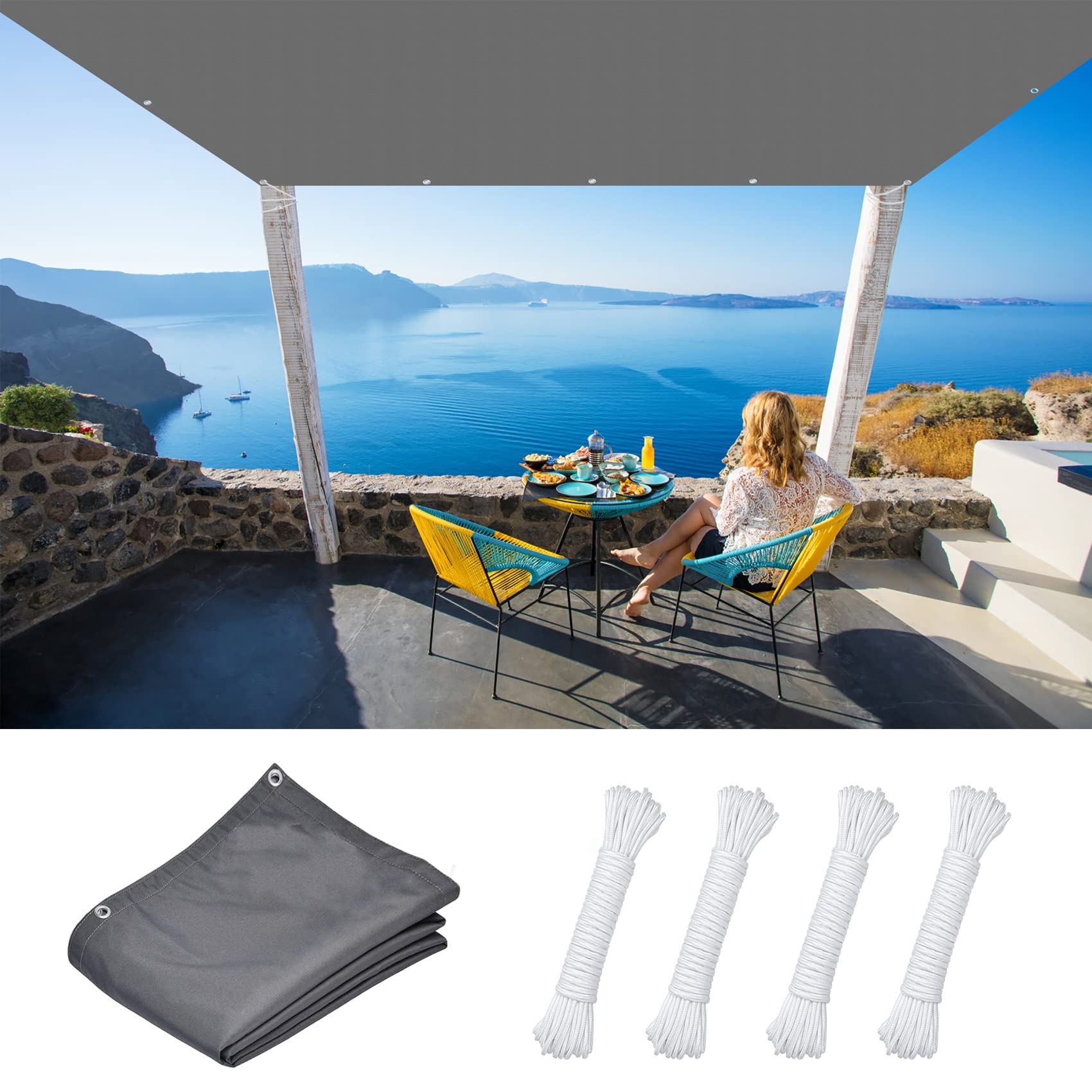 Voile ombrage 2 x 3.5 m pour bloquer la chaleur et la pluie sur la terrasse