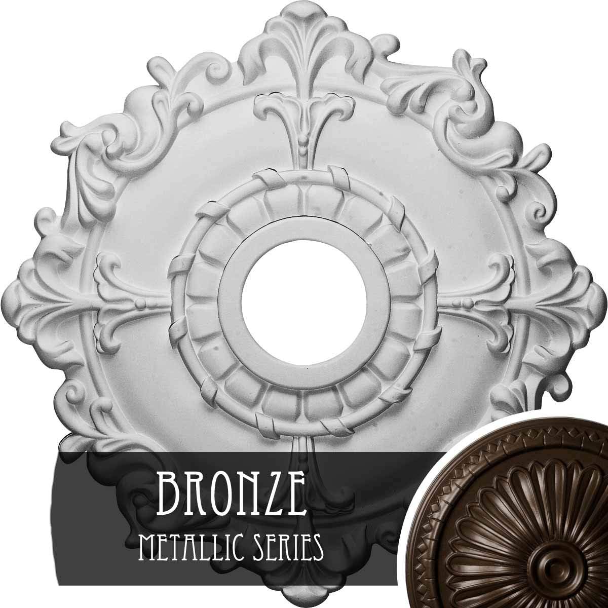 Crazy Clearance Ekena Millwork CM18RLBZS Riley Ceiling Medallion, 18OD x 3 1/2ID x 1 1/2P, Hand-Painted Bronze Super Big Clearance! Ekena Millwork CM18RLBZS Riley Ceiling Medallion, 18OD x 3 1/2ID x 1 1/2P, Hand-Painted Bronze
