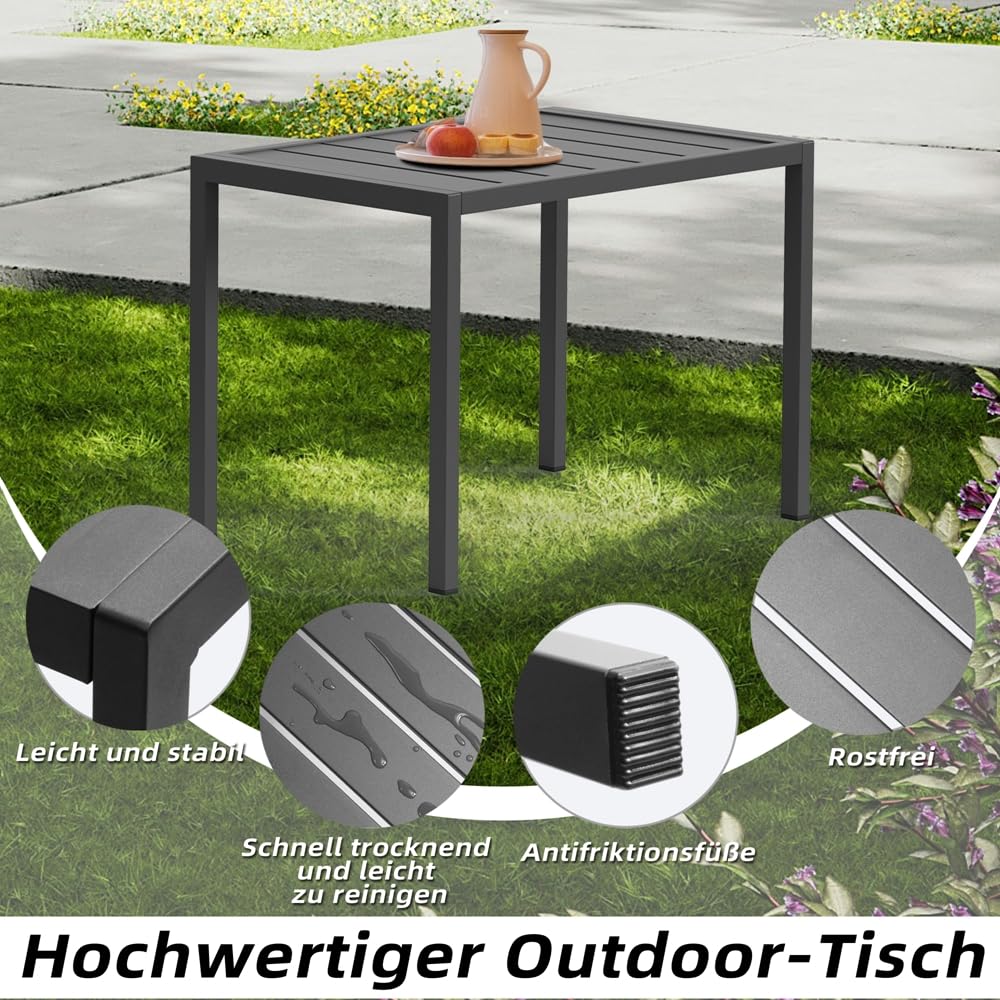 Melko Table d'appoint rectangulaire en aluminium 46 x 35 cm résistante à la chaleur et aux intempéries