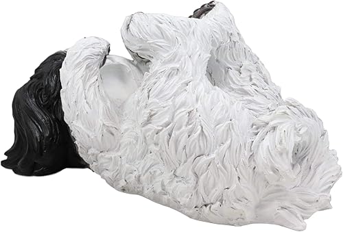 Miniatura 4 de Ebros Realista de raza pura pedigrí canino adorable blanco y negro Shih Tzu perro botella de vino titular estatua como cocina bodega centro de mesa