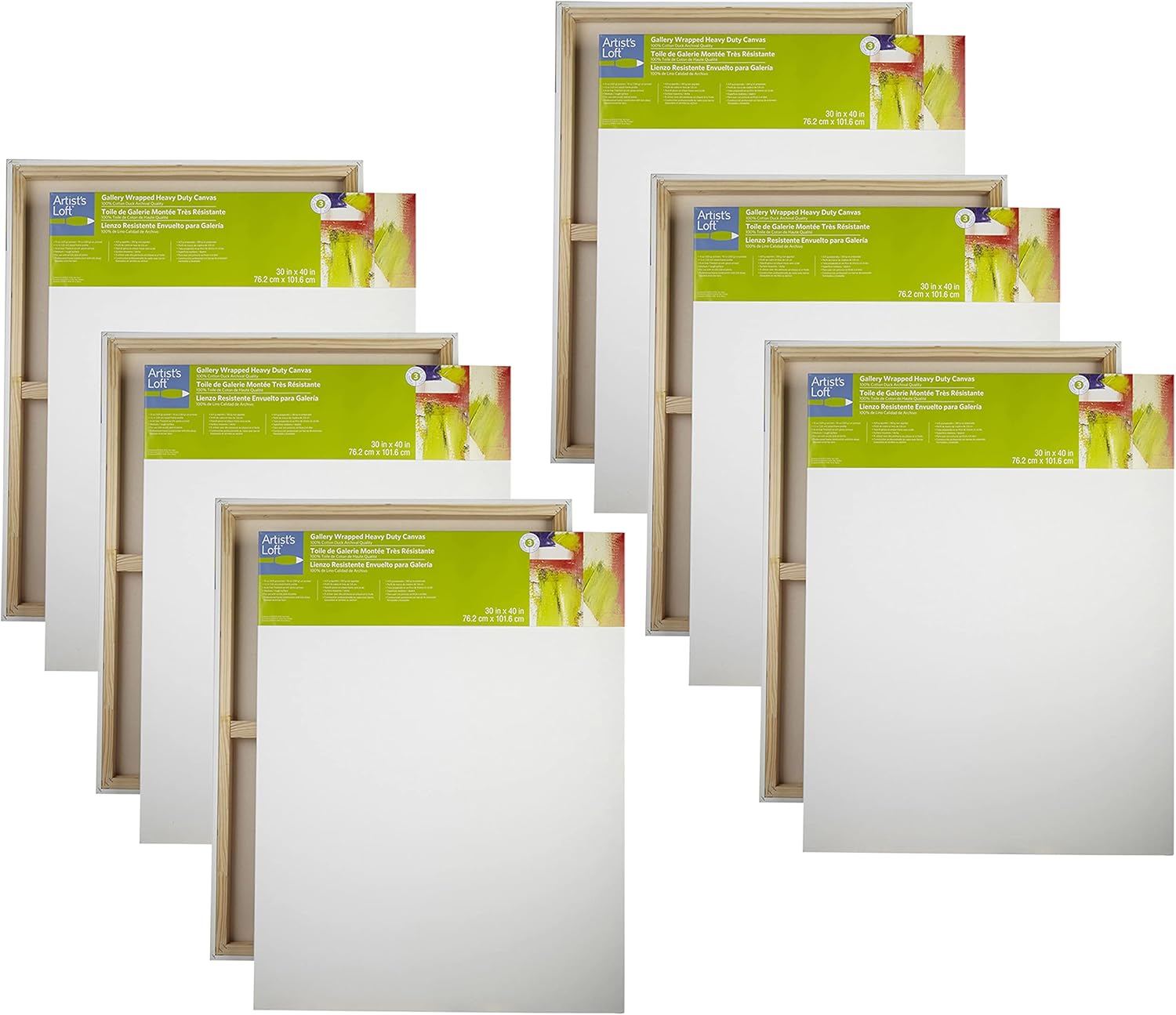 Artist's Loft 30" x 40" Level 1 Back Stapled Traditional Canvas - Acid Free Cotton Canvas for Paint, Acrylic, & Oils - Bulk 6 Packs