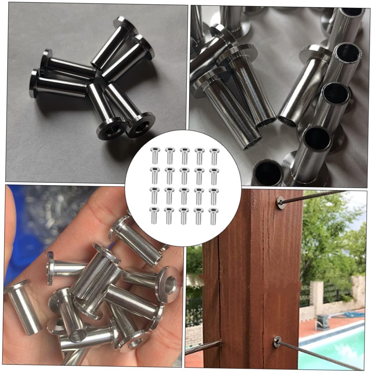50pcs Deck Cable Railing Wire Rope Protective Sleeve Stainless Steel Cable Protectors Easy Install