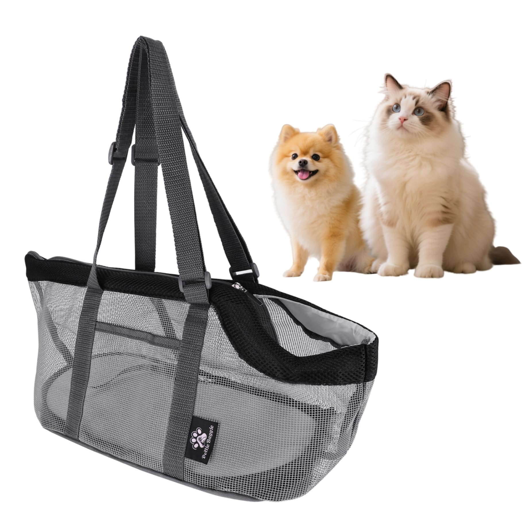 Sac de Transport en Maille Respirante pour Animaux de Compagnie Sac à Main Chats Chiens Pliable Portable Sac de Voyage Grande capacité Confortable à bandoulière pour Petits Chiens Chats
