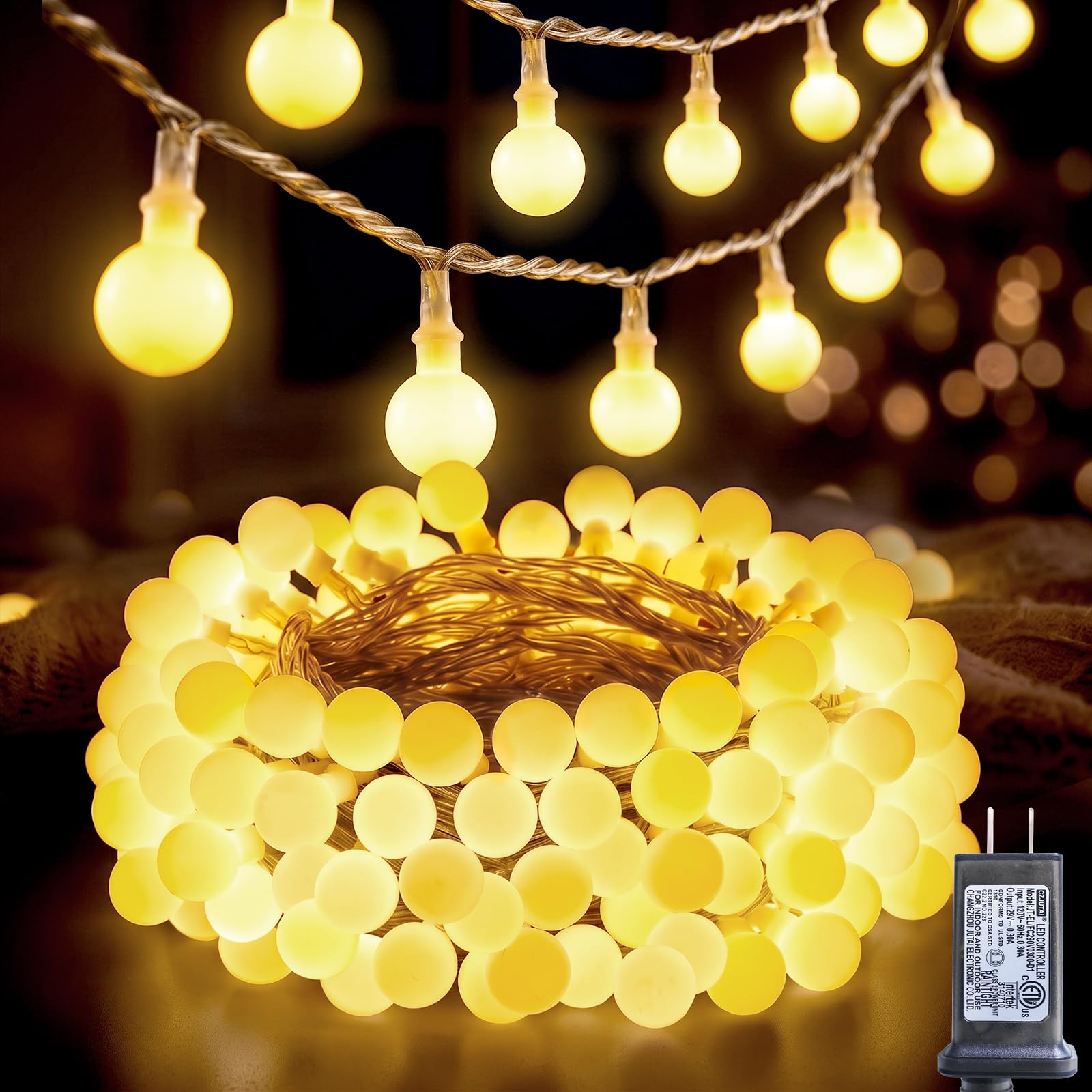 LitHome 33FT Globe String Lights for Indoor Bedroom Connectable, Warm White