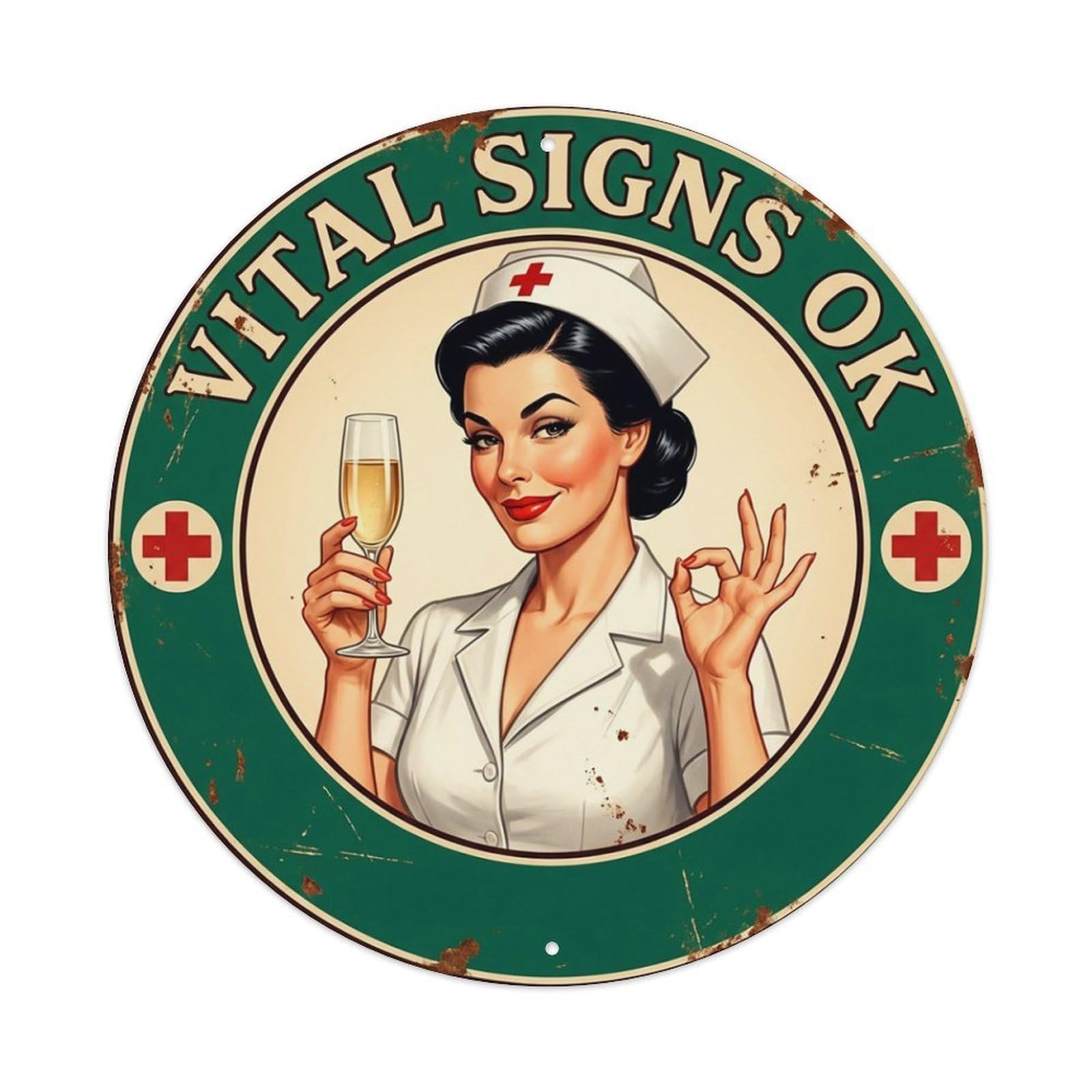 Vital Signs Ok Positive Saying Nurse Metal Tin Sign