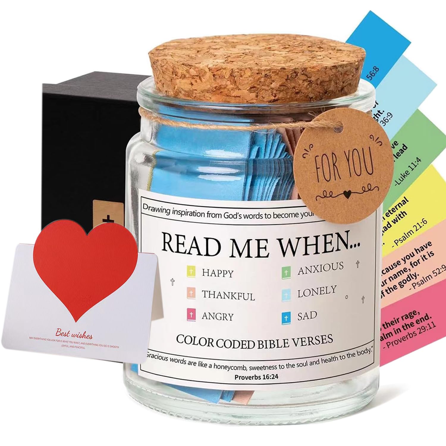 SUZLFTDZSW Bible Verse Jar, Christian Gifts For Women, Glass, Colorful, Jar, 90 Bible Verses, Christmas & Easter Gift