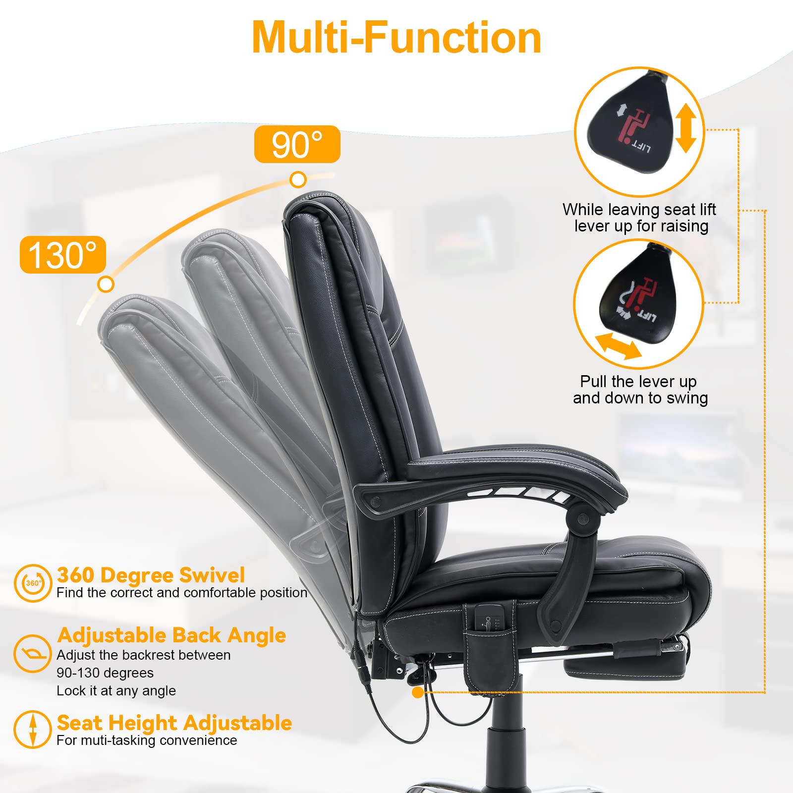 HOMREST Ergonomic Executive Office Chair, Massage Office Chair with