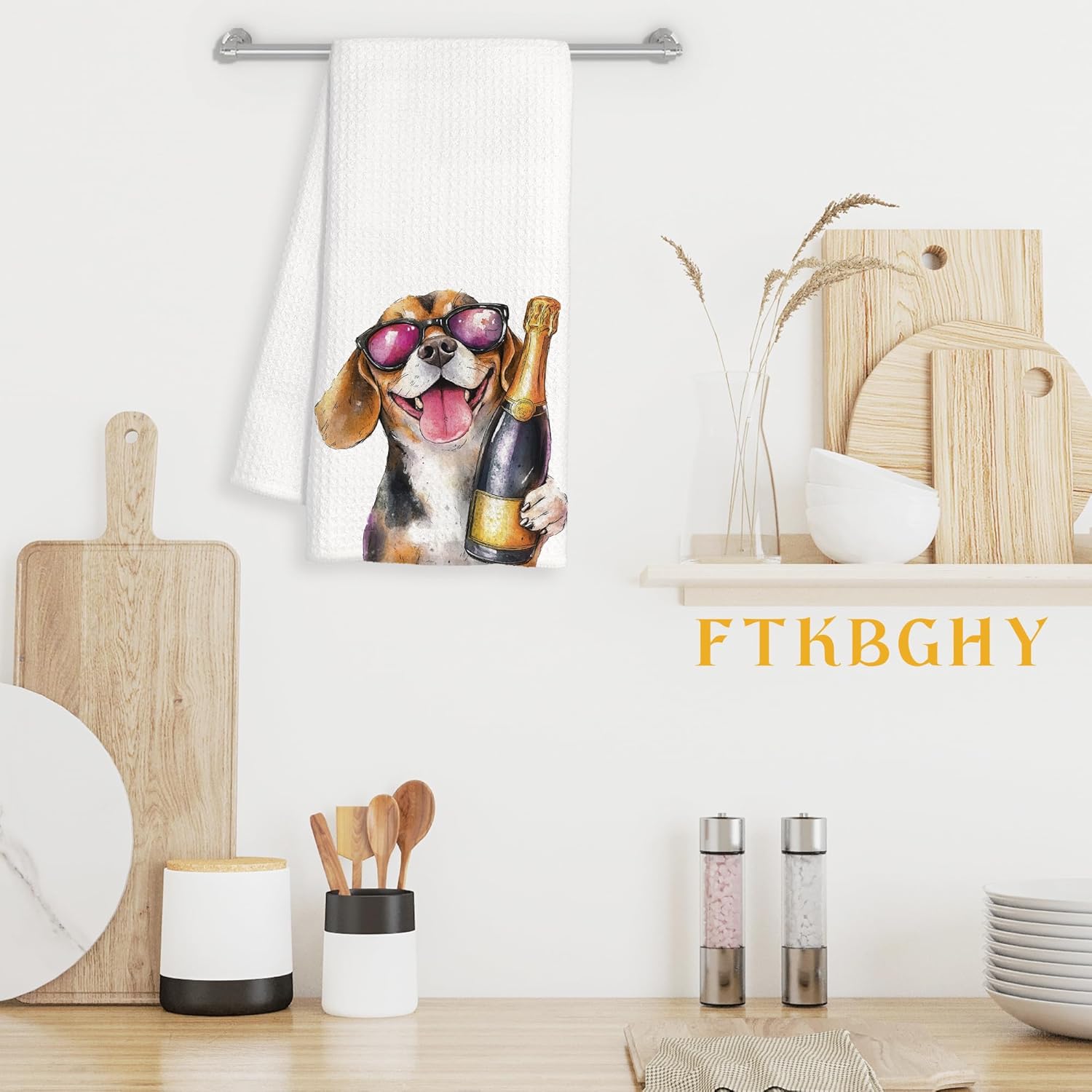 Funny Champagne Beagle Kitchen Towels, Beagle Gifts for Women Men, Champagne Lover Gifts Decorative Dish Hand Tea Towels for Kitchen Home Bar, 16x24 Inch - Image 3