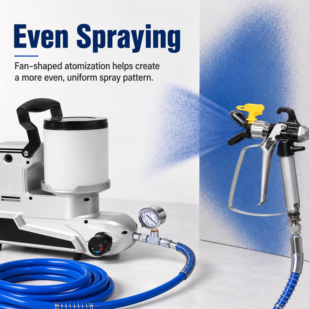Przenośny Airless agregat malarski 1600 W, 2,5 l/min z 3 prędkościami, pojemność 2 l, wąż 5 m, 220 V