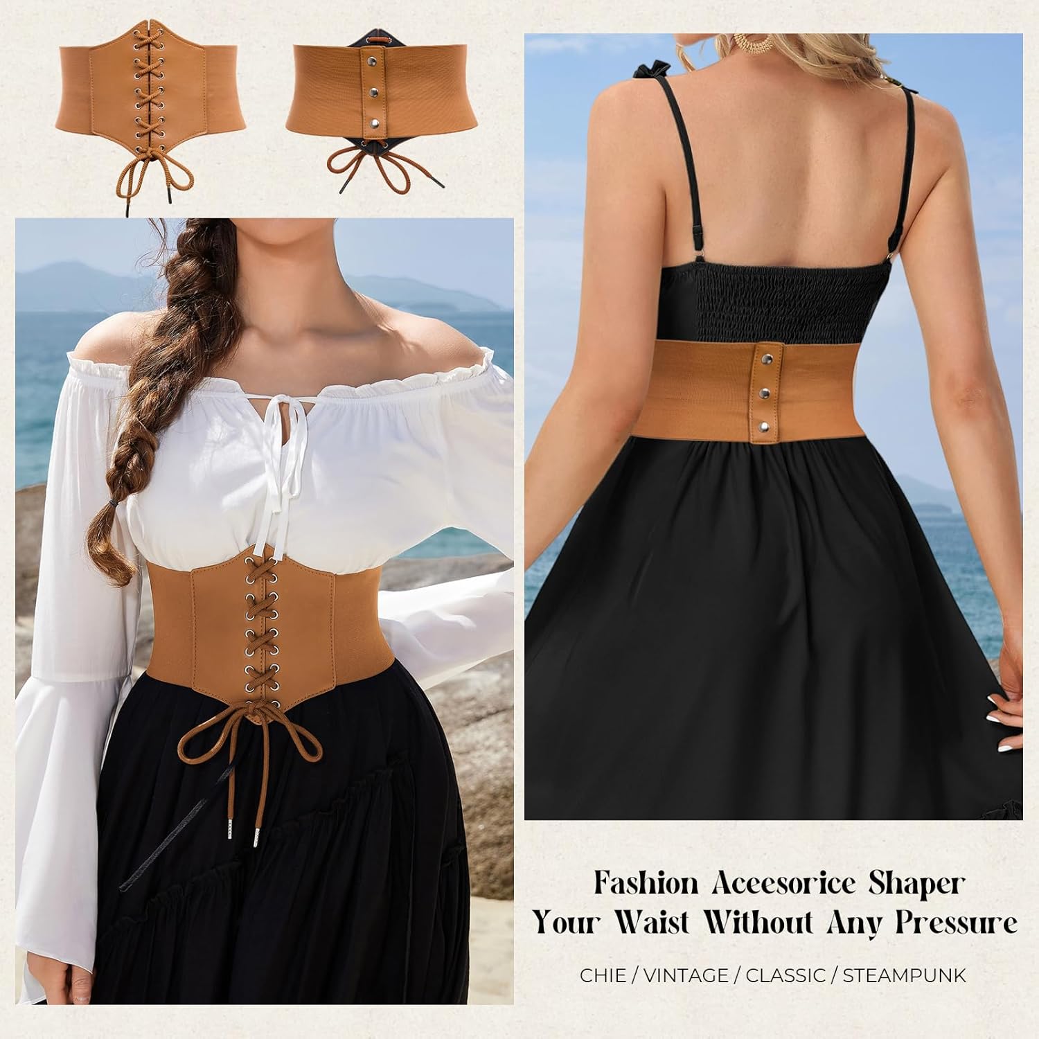 GRACE KARIN Lace-up Cinch Belt Tied Corset Elastic Waist Belt - Image 4