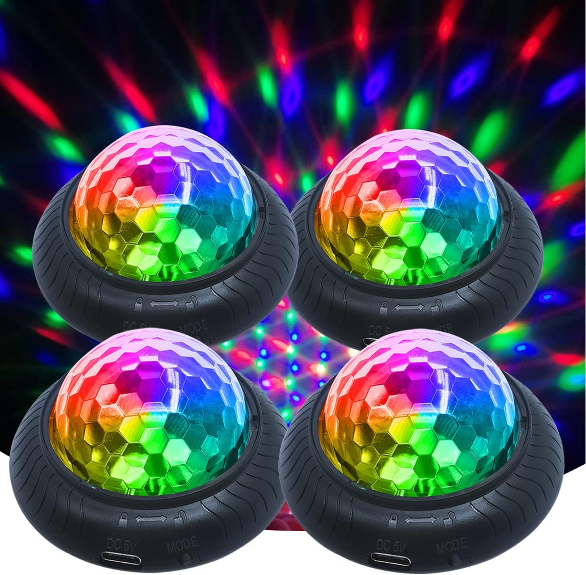 Disco Party Light Night Light 2 in 1 Flashes with Music Sound Activated Multicolor Disco Ball Rechargeable Battery Operated RBG Mini Disco Ball Entertaining Atmosphere for Car Room