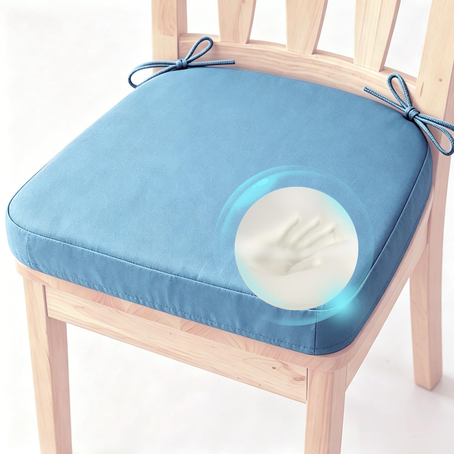Cafusesdd Cafusedd 17'''x16''- 22''*20'' Outdoor Chair Cushion, 4-Psc Excellent Support with Ties Dining Chair Covers, Seat Cushions for Patio Furniture(LightBlue,19''*17'')