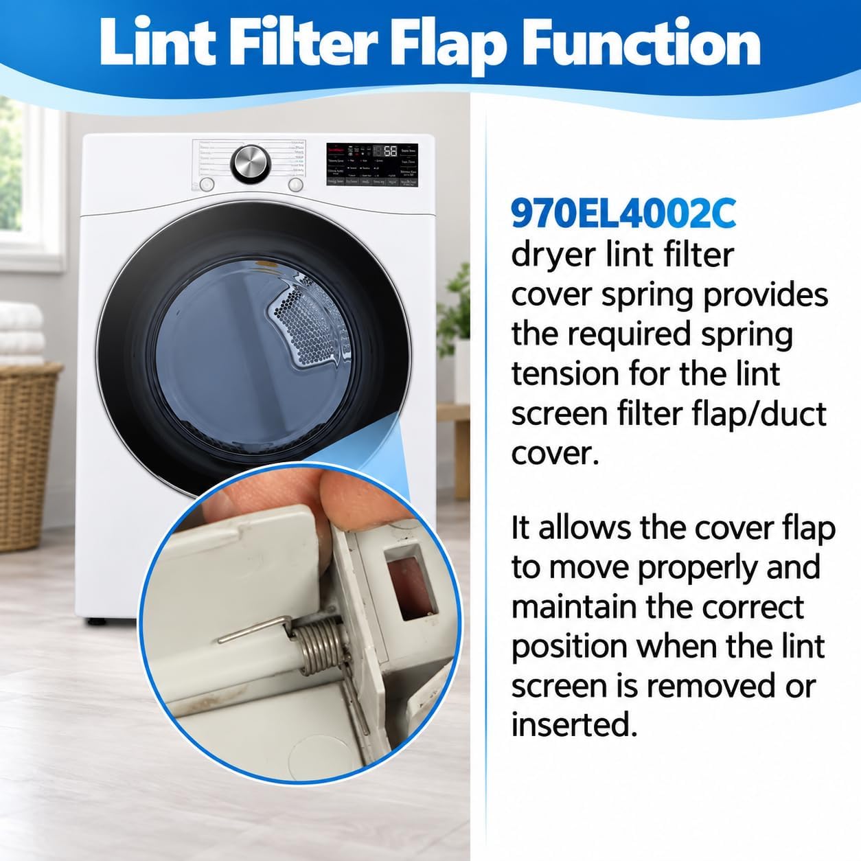 4970EL4002C Dryer Lint Screen Cover Spring Suitable for LG Kenmore Dryer