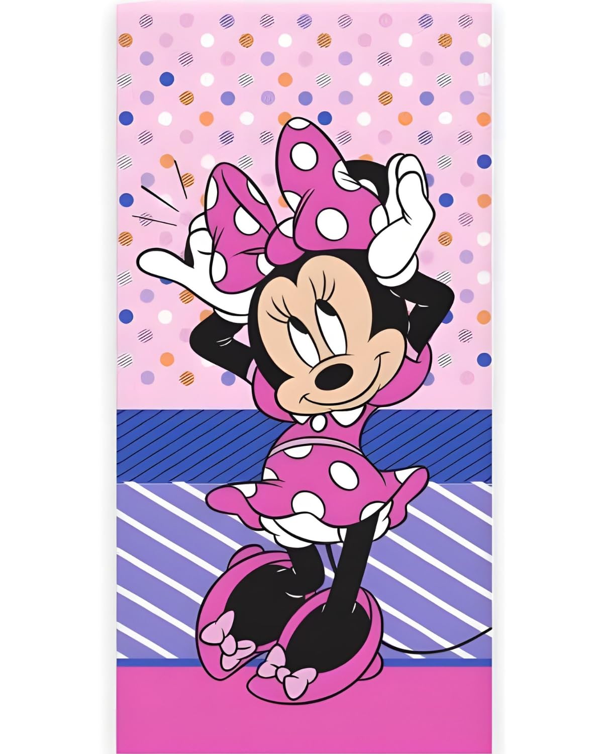BrandMac Disney Minnie Mouse Beach & Bath Towel 70x140 cm, 100% Cotton | Soft & Absorbent Kids Bath & Swim Towel | “Minnie” Pink Polka-Dot Playful Design | Ideal for Beach, Bath and Pool